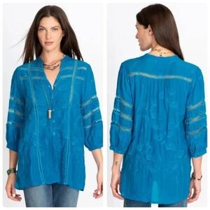Johnny Was Blue Embroidered Tunic
